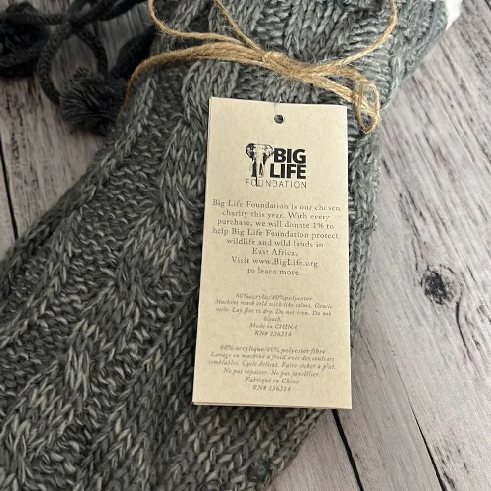 Green Label Girl's Cozy Faux Sherpa Lined Youth Slipper Socks Black Size 5-11 NW